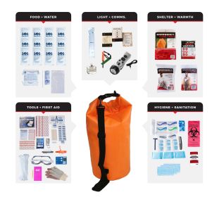 1 Person Essential Survival Kit, Dry Bag