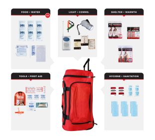 2 Person Necessity Survival Kit, Rolling Bag