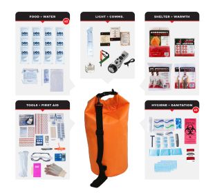 2 Person Essential Survival Kit, Dry Bag