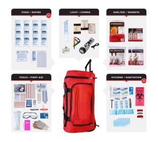 2 Person Essential Survival Kit, Rolling Bag