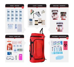 3 Person Comfort Survival Kit, Rolling Bag