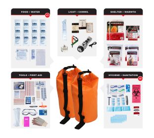 3 Person Essential Survival Kit, Dry Bag