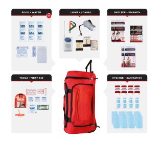 4 Person Essential Survival Kit, Rolling Bag