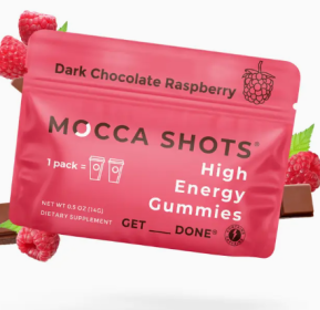 Mocca Shots Energy Gummies with Caffeine | 12-Pack - Dark Chocolate Raspberry