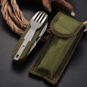 7-in-1 Multifunctional Outdoor Tableware – Stainless Steel Foldable Fork, Spoon, Knife