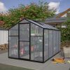 6x10 ft Outdoor Polycarbonate Greenhouse Kit with Aluminum Frame, Walk-in Garden Green House with Lockable Door & Adjustable Roof Vent, Backyard