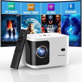 5G WiFi Mini Bluetooth Projector 4K Support, 300 ANSI HD 1080P Portable Video Projector, ±40° Vertical Keystone|Zoom|Timer