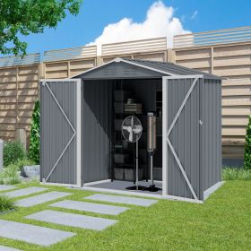 Outdoor Storage Shed 6 x 4 FT Large Metal Tool Sheds, Heavy Duty Storage House with Sliding Doors with Air Vent for Backyard Patio Lawn to Store Bikes