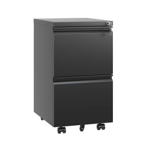 2 Drawer Metal Mobile File Cabinet, Rolling File Cabinet with Lock for Hanging Legal/Letter/A4 Size,Fully Assembled Except Wheels