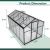 6x10 ft Outdoor Polycarbonate Greenhouse Kit with Aluminum Frame, Walk-in Garden Green House with Lockable Door & Adjustable Roof Vent, Backyard