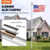 VEVOR 20FT Detachable Flagpole Kit Heavy Duty Aluminum Flag Pole American Silver