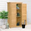 Wooden Garden Shed 3-tier Patio Storage Cabinet Outdoor Organizer Wooden Lockers with Fir Wood Shutter Design