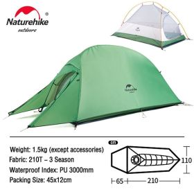 Naturehike Cloud Up 1/2/3-Person Ultralight Tent - Waterproof (Color: 1 Person Green)