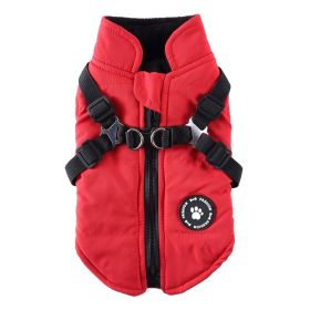 Chest Strap Jacket Cotton-padded Coat (Option: DZ229 Red-XS)